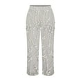 thumbnail image 5 of Summer Pants for Women, Embroidered Floral Cropped Loose Casual Straight with Pocket, White S-3XL, 5 of 5