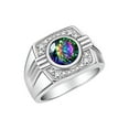 thumbnail image 4 of RYLOS Mens Rings Sterling Silver Designer Round Gemstone &  Sparkling Diamond Ring Alexandrite June Birthstone Rings For Men, Men's Rings, Silver Rings, Sizes 8 - 13, 4 of 8