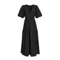 thumbnail image 4 of Iyufng Long Summer Puff Sleeves Dresses for Women V-Neck with Fitted Waist and Back Zipper, 4 of 7