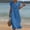 Blue, variant on QUNYINEY Short Sleeve Women's Summer Dresses Faux Cotton Linen Casual Midi A Line Dress Loose Fit Button V Neck Solid Dresses