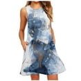thumbnail image 2 of SMihono Robes Bohémiennes d'Été pour Femmes Grande Taille Mode Sans Manches Col Rond Décontracté avec Poche Imprimée, 2 of 4