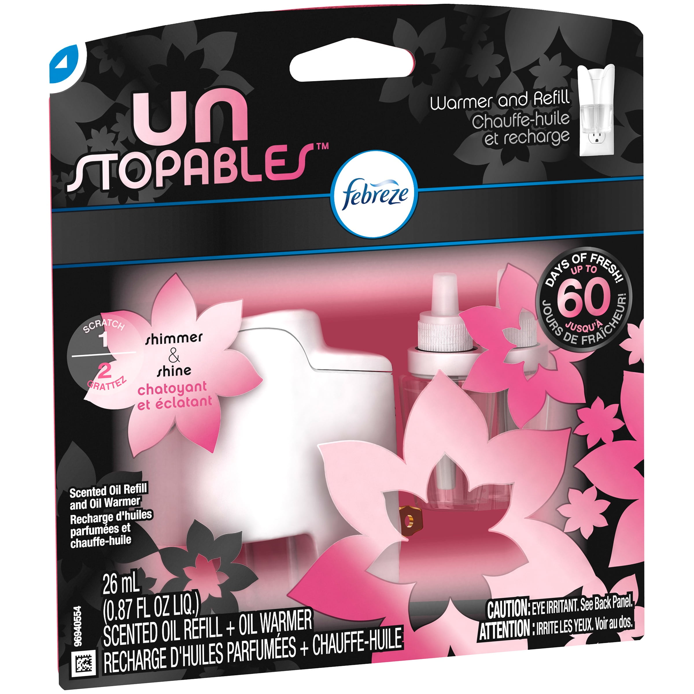Unstopables Shimmer Pluggable Scented Oil Refill with Warmer Air Freshener (1 Count, 0.87 Oz