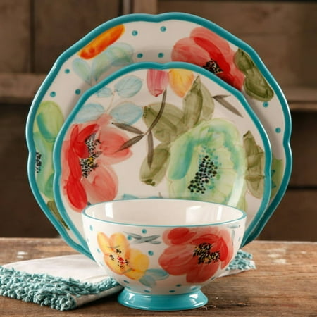 

Vintage Bloom 12-Piece Dinnerware Set Turquoise