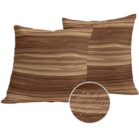 Brown Western Outdoor Pillow Covers 24x24 Set of 2,Waterproof Patio Throw Pillowcase Protectors,Vintage Farmhouse Wood Barn Door Square Decorative Pillow Shams Cushion Covers for Seat Bed Couch Sofa