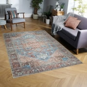 Adiva Rugs Machine Washable Water and Dirt Proof Area Rug for Living Room, Bedroom, Home Decor (MULTI, 4' x 5'6")