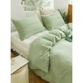 thumbnail image 6 of Move Over Sage Green Bedding Set Soft Washed Microfiber Mini Pom Poms Pattern Boho Duvet Cover Set King No Filling, 6 of 8