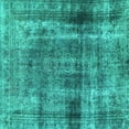 thumbnail image 1 of Ahgly Company Machine Washable Indoor Square Abstract Turquoise Blue Modern Area Rugs, 7' Square, 1 of 4