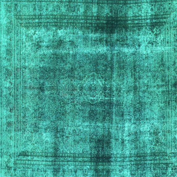 Ahgly Company Machine Washable Indoor Square Abstract Turquoise Blue Modern Area Rugs, 7' Square