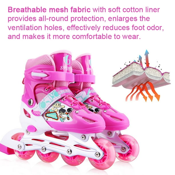 Rollers pour femme confortables avec système d'aération - look rétro rose