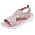 thumbnail image 7 of Rokment Women's Sparkly Rhinestones Comfortable Walking Sandals Slip on Air Cushion Arch Support Wedge Slingback Open Toe Platform Summer Shoes Breathable Beach Footwear Pink Size 9.5, 7 of 7
