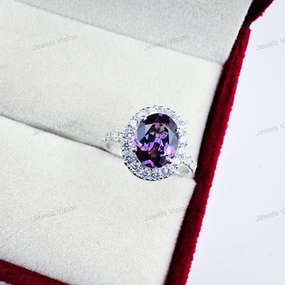 natural amethyst ring purple gemstone promise ring cushion cut February birthstone ring silver ring