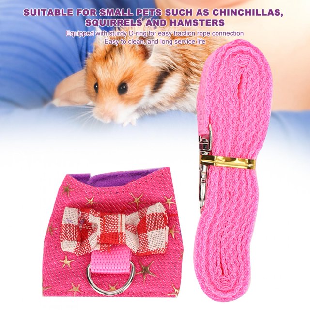 Hamster Harness, Small Animal Harness, With Sturdy D- Hook& Design Ferret Traction Rope For Chinchillas Squirrels XS,S,M