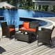 thumbnail image 3 of Costway Conjunto de Muebles al Aire Libre de 4 Piezas de Ratán PE con Cojines para Patio Marrón Mezclado Anaranjado, 3 of 5