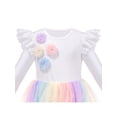 thumbnail image 4 of Girls Dress Tulle Skirt Rainbow Color 3D Lace Flower Flare Long Sleeve 5 Years, 4 of 6