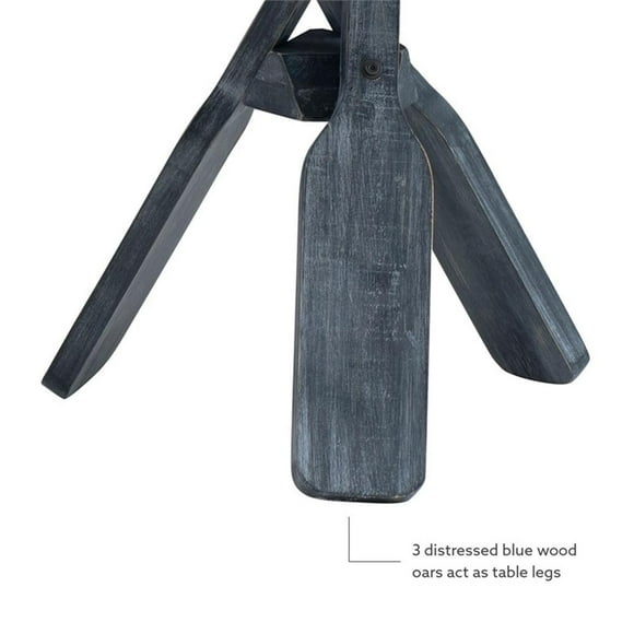 Linon Opal Distressed Wood Coastal Canoe Paddle Side Table in Gray