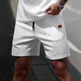 thumbnail image 2 of Men's Herringbone Textured Shorts with Drawstring Waist and Pockets Summer Causal Shorts, XL, 2 of 7