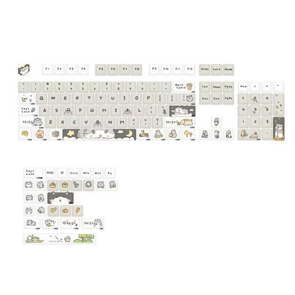 132 Keys Cute Mouse Theme Keycaps XDA Profile Key Caps English for 61/64/68/84/87/96/98/104 Mechanical Keyboard Keycaps