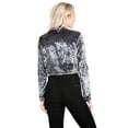 thumbnail image 6 of Fashion Secrets Women`s Collarless Open Front Velvet Bolero Shrug Cardigan Cropped Jacket (XX Large, Gray), 6 of 6