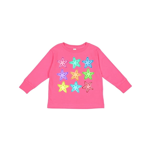 Inktastic Starfish in Rainbow Colors Boys or Girls Long Sleeve Toddler T-Shirt