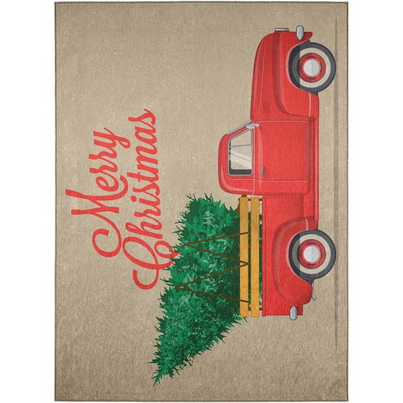 Cozy Winter ACW34 Red Washable 3 ft x 5 ft Rug