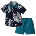thumbnail image 4 of GYRATEDREAM Boys Shorts Set Summer Outfits Clothes Button Down Short Sleeve Shirt and Shorts Set Hawaii Shirts Sets for 6-7Y, 4 of 6