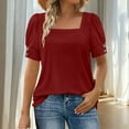 thumbnail image 2 of U Neck T Shirts for Women 2026 Summer Casual Button up Short Sleeve Tops Slim Trendy Going out Shirtss, 2 of 8