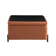 Studio Living Kingston Modern Large Storage Ottoman, Rust Velvet Fabric
