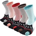 thumbnail image 1 of 5 pares de calcetines con dedos del pie para mujer, divertidos calcetines de algodón, calcetines con estampado animal, calcetines bonitos, patrón colorido, 1 of 5