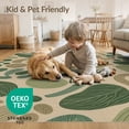 thumbnail image 4 of ODIKA 4'x6' Olive Green Tufted Sage Washable Area Rug Abstract With Modern Leaf Motifs Ornamental Non-Slip, Chair-Friendly, Flatwoven for Home Office, Under Desk, 4 of 7