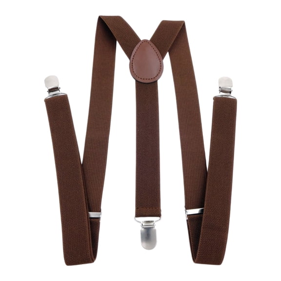 Unisex Y Back Suspenders Solid Color Adjustable Clip On Braces,Coffee,One Size