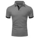 thumbnail image 4 of Men's Summer Solid Color T-shirt With A 3 Button Open Collar And Button Up Short Sleeved Top 3XL, 4 of 5