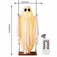thumbnail image 2 of Solar LED Swinging Ghost Halloween Hanging Ornament, White Fabric Light for Indoor or Outdoor Tree, Yard and Porch, with Remote Control, 2 of 6