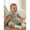 thumbnail image 3 of BemeyourBBs Newborn Baby Girl Summer Clothes Knit One Piece Romper Outfits Infant Crew Neck Short Sleeve Snap Button Knit Jumpsuit, 3 of 9