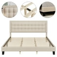 thumbnail image 2 of Full Size Bed Frame with Button Tufted Headboard, Platform Bed Frame, Modern Upholstered Bed Frame with Adjustable Headboard, Wood Slat Support, No Box Spring Needed, Easy Assembly, 2 of 7