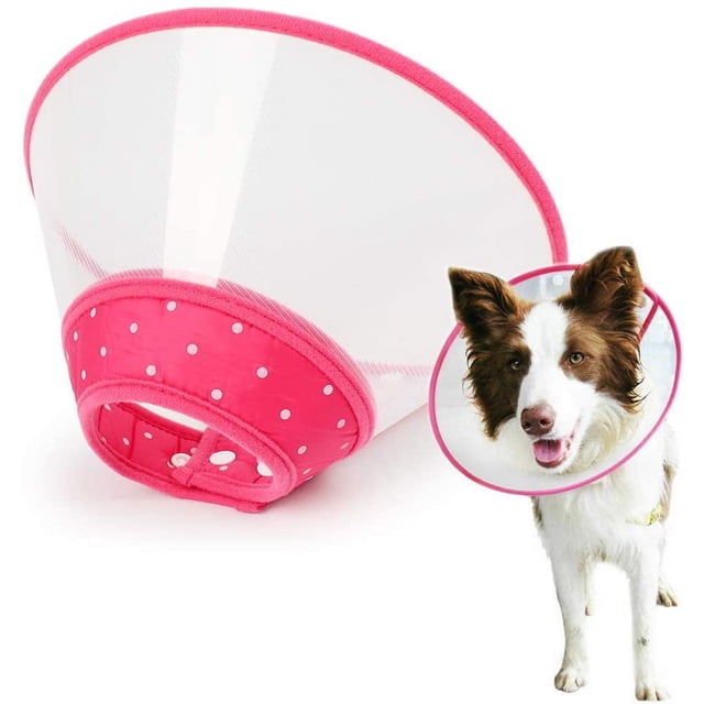 Andiker Pet Cone Recovery Dog Cone Collar de perro ajustable Collar acolchado transparente con borde suave transpirable, Cono de plástico para cachorros Protege la recuperación de la cirugía del cuello, Diseñado para gatos y cachorros MFZFUKR WMZL-546-8