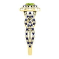 thumbnail image 4 of Dazzlingrock Collection 6X4mm Oval Peridot with Round Blue Sapphire & White Diamond Interweaving Double Halo Wedding Ring for Women in 14K Yellow Gold, Size 6, 4 of 6