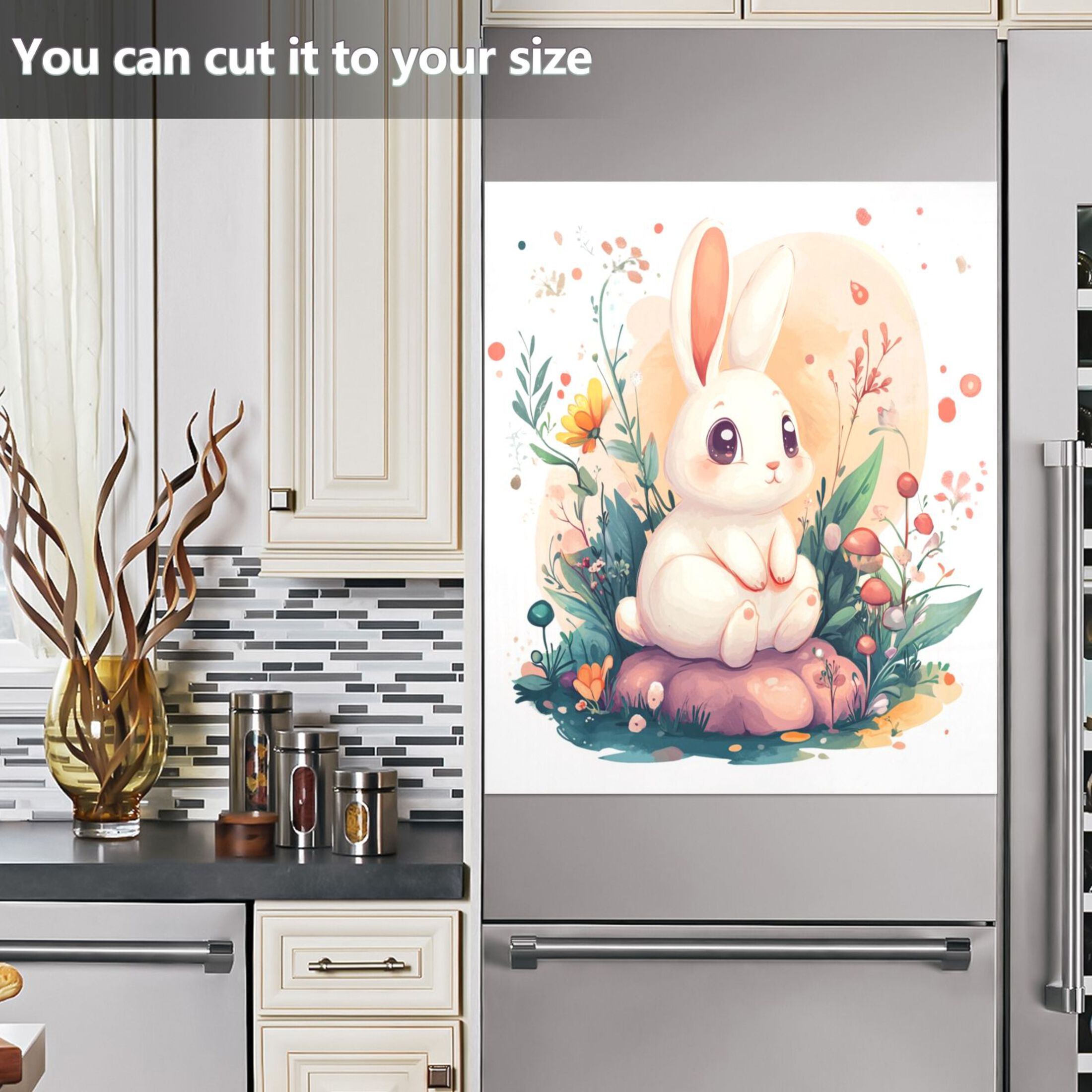 Dishwasher Magnetic Sticker 23x26 Inch Refrigerator Magnetic Sticker Washing Machine Magnetic Sticker Kitchen Panel Magnetic Sticker Home Decor Super Cute Cartoon Rabbit