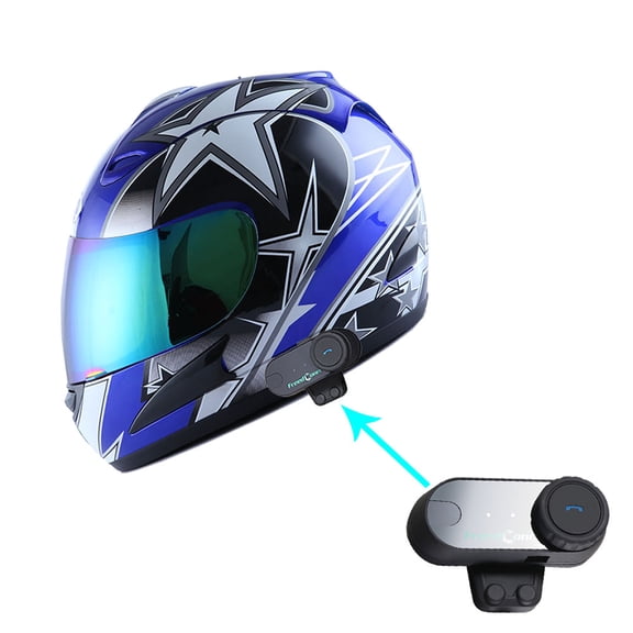 WOW Motorcycle HJM Street Bike Full Face Helmet Motorcycle Bluetooth Headset: Racing Star Blue