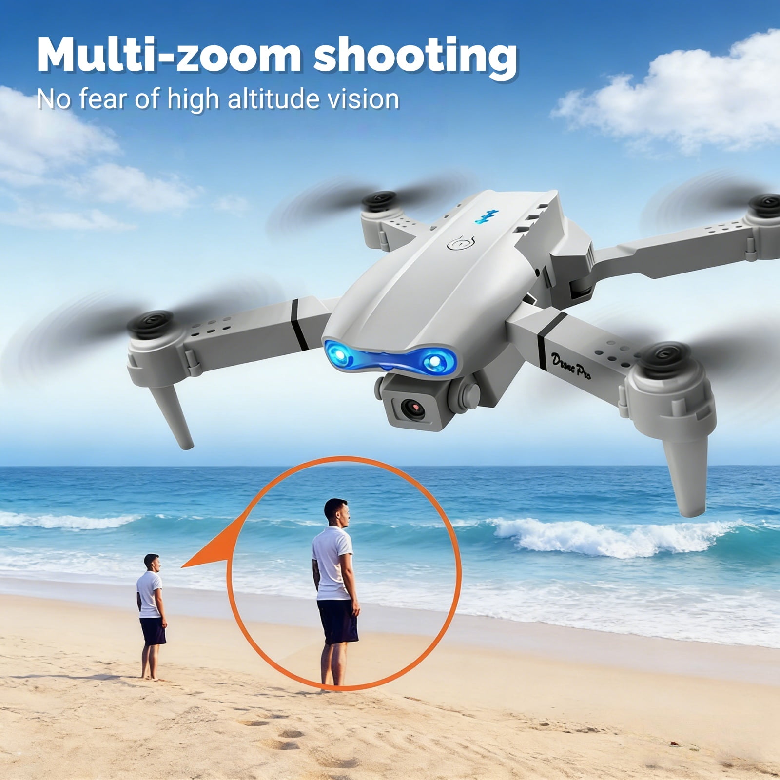 Ourlife 2.4" Screen Remote Dual Camera Drone with 1000mAh Rechargeable Battery, HD RC Quadcopter with Live View Display for Beginners, Gray.