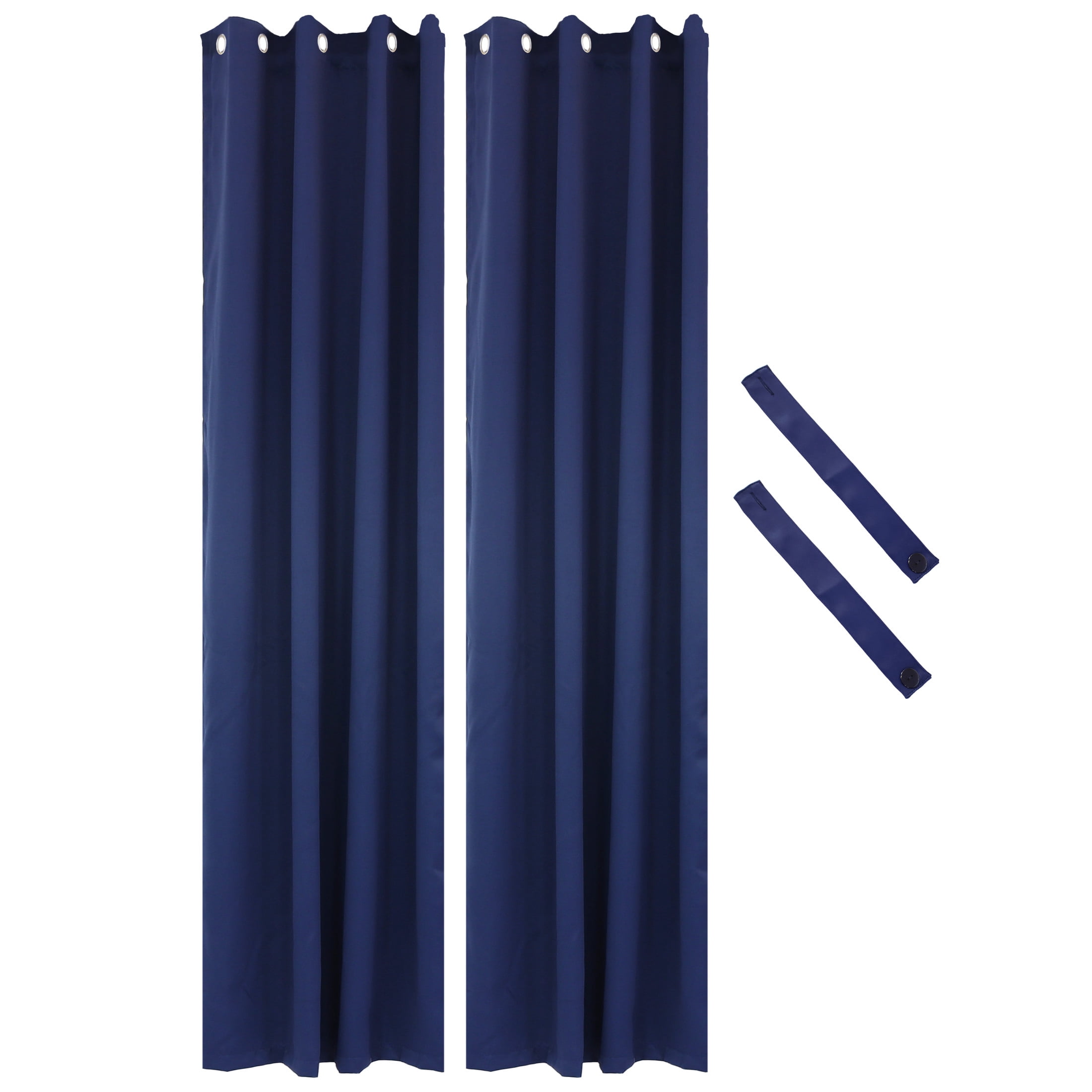 Sunnydaze Modern 2-Piece Blue Solid Indoor or Outdoor Blackout Curtain Panel Set