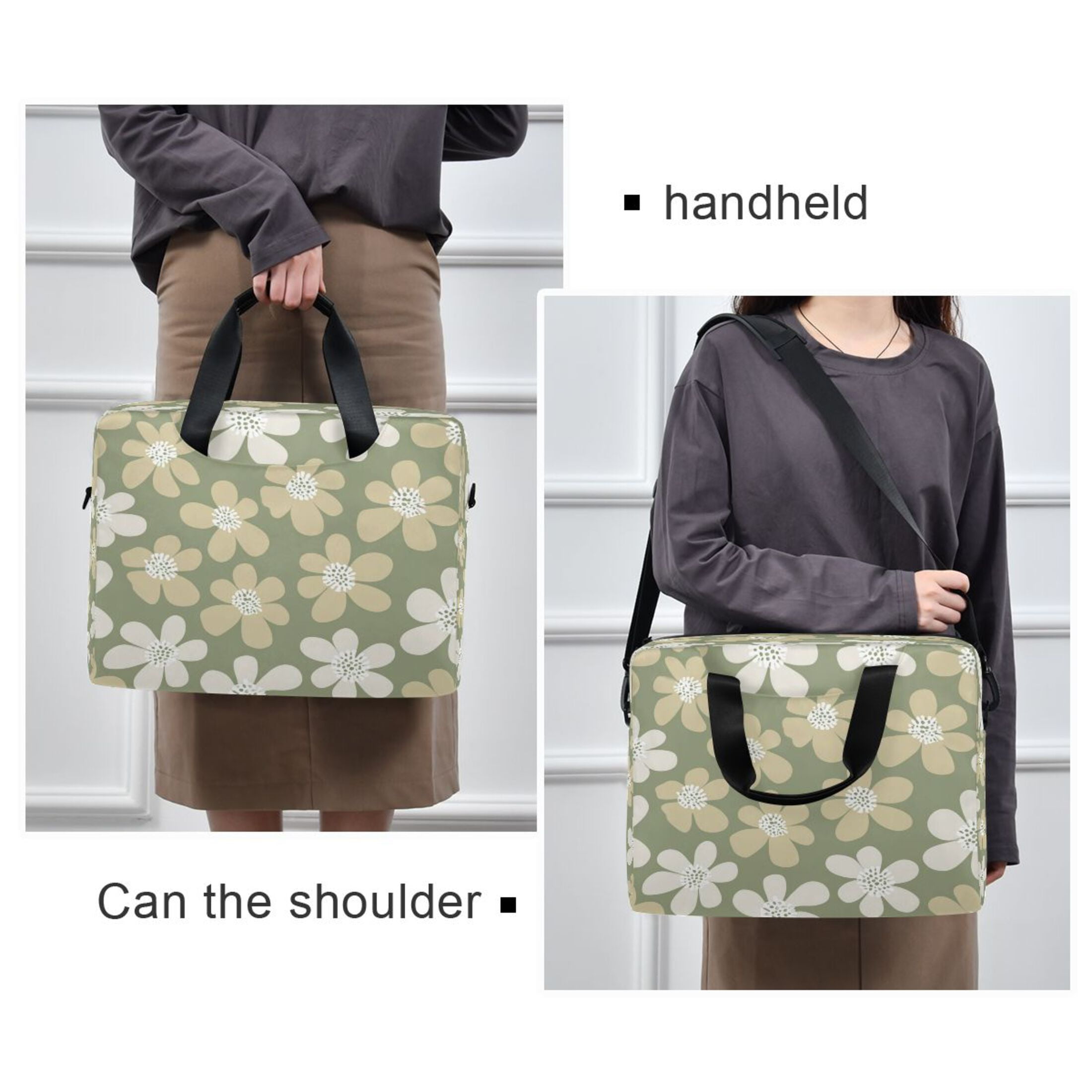 Laptop Bag Laptop Briefcase 15.7 x 3 x 11.8 Inches Laptop Bag Briefcases Laptop Storage Travel Laptop Bag Work Laptop Bag Gray Flower Seamless