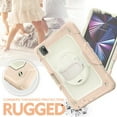 thumbnail image 7 of Dteck Built-in Screen Protector Case for iPad Pro 11 3rd Generation 2021,iPad Pro 11 2nd Gen 2020/2018 Shockproof Rugged Rubber 3-Layers Protection Cover Stand Hand/Shoulder Strap Cover,Rosegold, 7 of 7