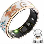 Wrongduck Butterfly Floral Mart Ring for Women, Activity Tracker Ring with Sleep Tracking, Step Counter, No Subscription, Rechargeable, iOS & Android Compatible