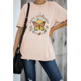 thumbnail image 4 of POGLIP Women's Pink LOVE BUTTERFLY Animal Floral Print Graphic Tee, 4 of 6