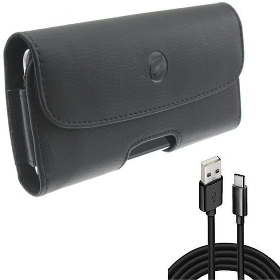 Case Belt Clip w 10ft USB-C Cable for Samsung Galaxy A73 5G,A13 5G,A03s Phones - Leather Holster Cover Pouch, Type-C Charger Cord Power Wire