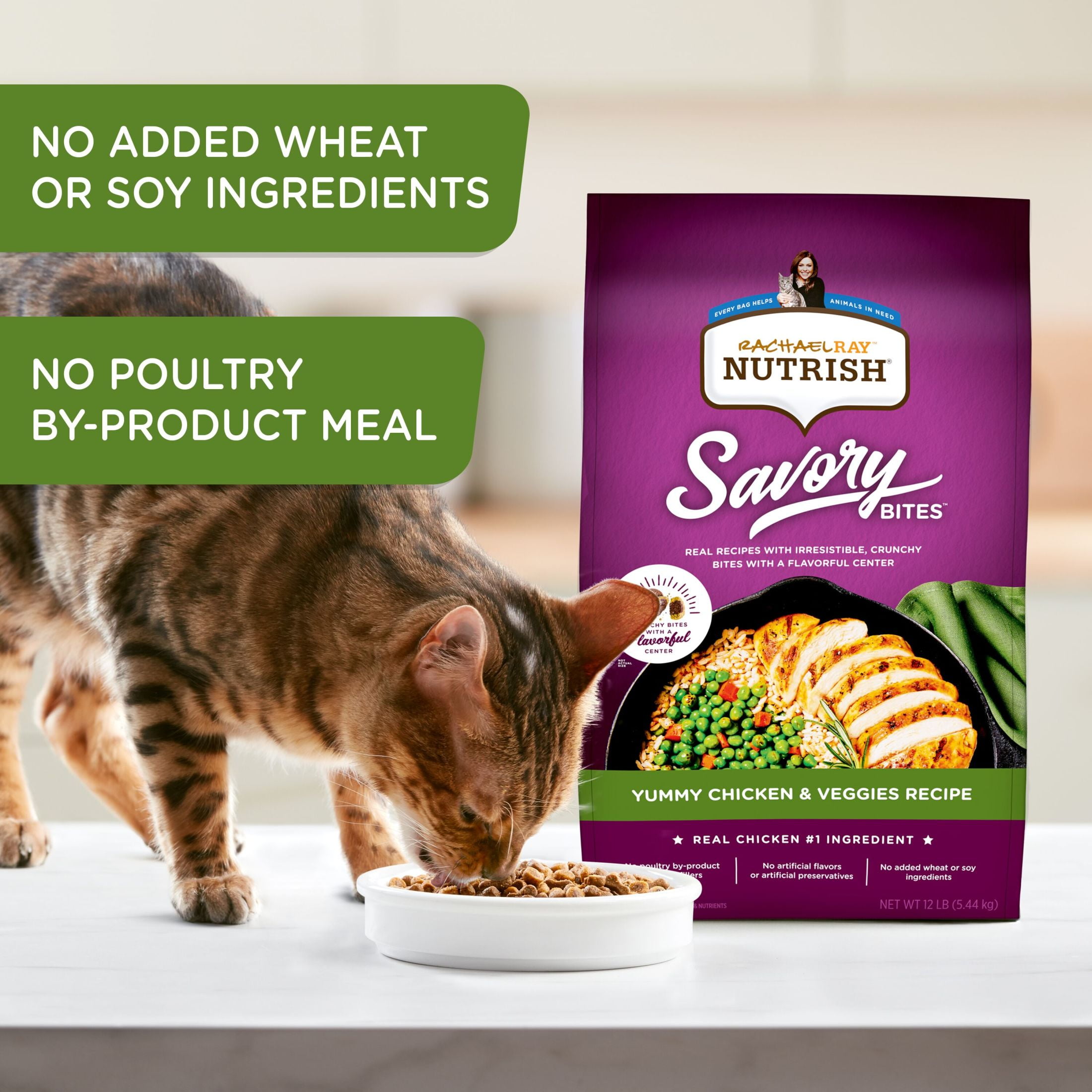 Rachael Ray Nutrish Savory Bites Yummy Chicken & Veggies Recipe Dry Cat Food, 2.5 lb. Bag