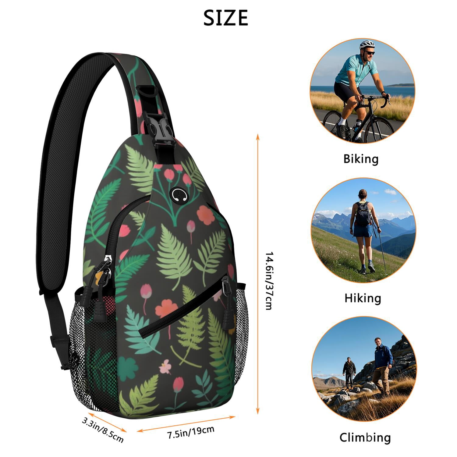 Travel Sling Bag Mushroom Hiking Daypack Crossbody Casual Bag for Men Women