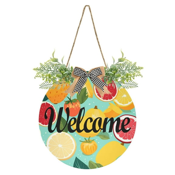 Grapefruits Pears Lemons Welcome Sign for Front Door Wreath Door Sign for Farmhouse Porch Decoration Indoor Outdoor