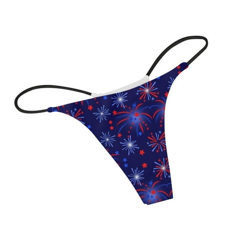 Yuhangmm Womens Sexy Independence Day Plaid Printed Breathable Underwear Thong Underwear Lingerie Silk Lingerie for Women