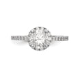 thumbnail image 4 of Solid 14K White Gold Round Diamond Side-Stones with CZ Cubic Zirconia Center Stone Halo Engagement Ring Size 5, 4 of 8